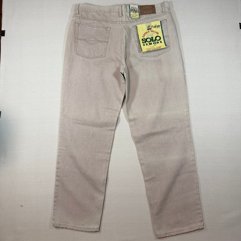 Solo Semore Mens Straight Leg Jeans Tan Khaki Denim 40x32 NWT Vintage Style